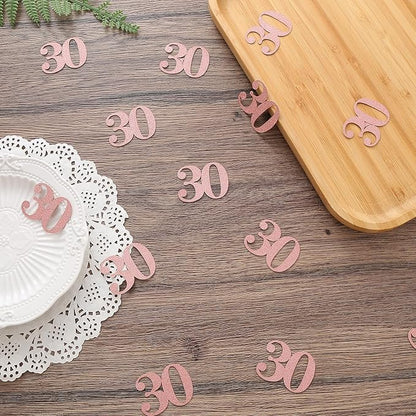 30th Happy Birthday Confetti Decorations - Number 30 Rose Gold Table Confetti for 30th Birthday, 30th Anniversary Wedding Party Supplies