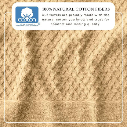 Great Bay Home Bath Towels - 100% Cotton 4 Pack 54x27 Bath Towel Set - Absorbent, Durable, Quick-Dry Towels for Bathroom (Sand)