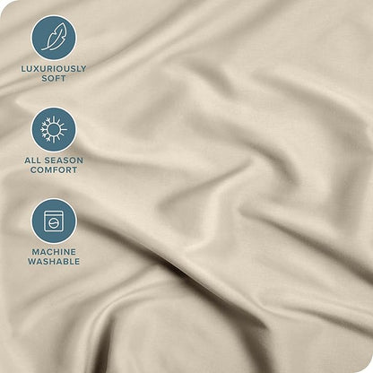 Bare Home Fitted Bottom Sheet Full XL Size - Premium 1800 Microfiber - Ultra-Soft Hotel Luxury - Deep Pocket - Durable and Long Lasting - Extra Long Fitted Sheet (Full XL, Sand)