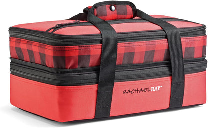 Rachael Ray Expandable Insulated Casserole Carrier for Hot or Cold Food, Thermal Lasagna Lugger Tote for Potluck, Parties, Picnic, and Cookouts, Fits 9" x 13" Baking Dish