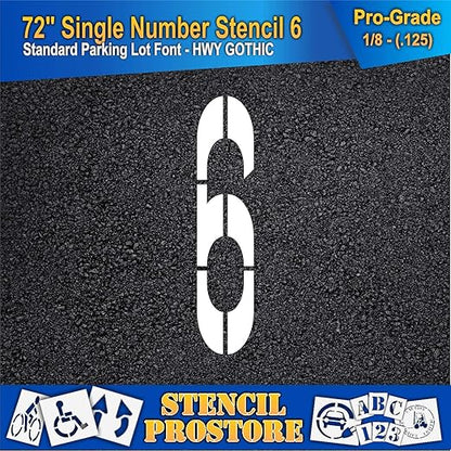 Pavement Stencils - 72 inch Single Number Stencil - 6-72" x 16" x 1/8" (128 mil) - Pro-Grade
