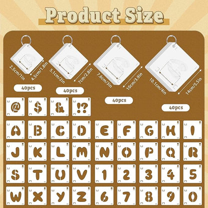 160Pcs Letter and Number Stencils Set for Painting,4&3&2&1Inch Reusable Alphabet Numbers Symbols Stencils Kit,Large&Small Plastic Stencils on Chalkboard Wood Signs Walls Fabric DIY Art Craft Project