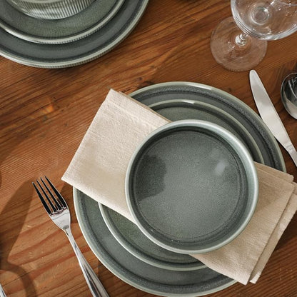 Gibson Elite Redrock Canyon 12-Piece New Bone China Dinnerware Set Service for 4, Reactive Glaze Plates and Bowls, Dishwasher and Microwave Safe, Sage Green