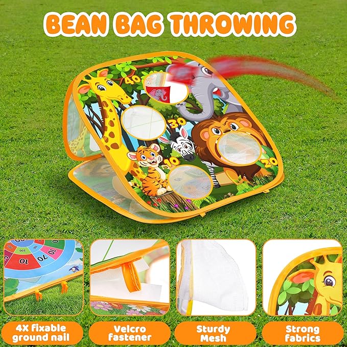 JoyRapt 3 in 1 Bean Bag Toss Outdoor Toys for Toddlers Kids, Cornhole Outside Toys, Carnival Game Toodler Outdoor Indoor Gift for Birthday or Christmas for Ages 3-12 (Animal)
