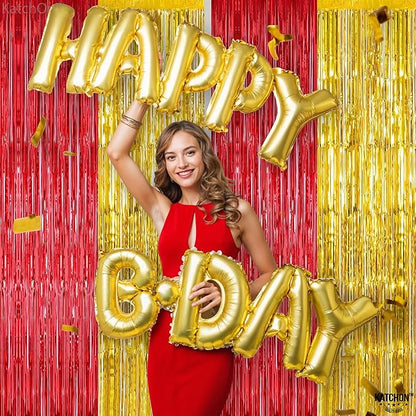 KatchOn, Gold and Red Fringe Backdrop - Xtralarge, Pack of 2 | Foil Fringe Curtain for Nurse Graduation Party Decorations | Prom Decorations 2026 | Red and Gold Graduation Decorations 2026