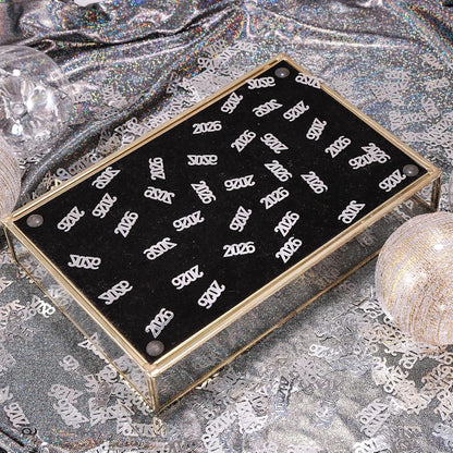 500 Pcs New Year 2026 Confetti, Silver 2026 Table Shiny Confetti Glitter for Happy New Year Decorations 2026 New Years Eve Table Decorations
