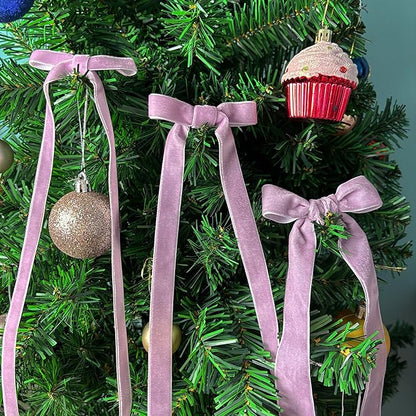 Purple Velvet Ribbon, Vintage Mauve Velvet Christmas Ribbon, Thick Lavender Ribbons Set for Christmas Tree, Bow Ornaments, Gift Wrapping, Crafts, 3 Rolls 3/8, 5/8, 1 inch Wide, 30 Yards Totally