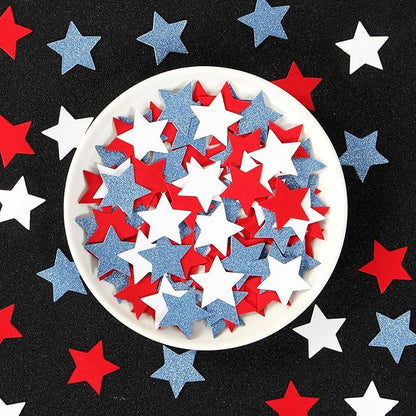 Red-White Blue Fourth-4th of-July Confetti - 300pcs Imemorial-Day Party-Decorations Graduation Star Confetti, USA Patriotic America Independence Men Boys Birthday Table Decor Lasting Surprise