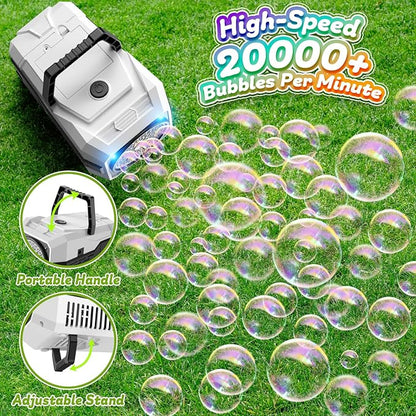 Bubble Machine for Children, Powered by USB Adapter or Battery, Suitable for Indoor & Outdoor Birthday Parties, Weddings & Outdoor Activities (2-Pack)