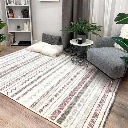 Alfa Rich 3x5 Mauve Off White Washable Area Rugs for Living Room Bedroom Kitchen Decor Cotton Runner