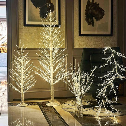 LITBLOOM Lighted White Twig Branches 32IN 200 LED Fairy Lights Plug in with Timer and Dimmer, Artificial Tree Branch with Lights for Holiday Xmas Home Decoration Indoor Outdoor Decor