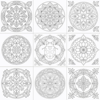 FUN LAVIE Adult Coloring Book - Mandala Coloring Books for Adults Relaxation and Teens Stress Relief, Featuring Large Print Mandalas Insect & Bloom Patterns for Women Mindfulness, Spiral Bound