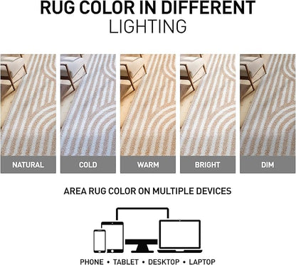 Rugshop Abstract Arch Shag Runner Rug Beige 2' 3" x 12' Great for Long Hallways, Open Entryways, or Galley Kitchens