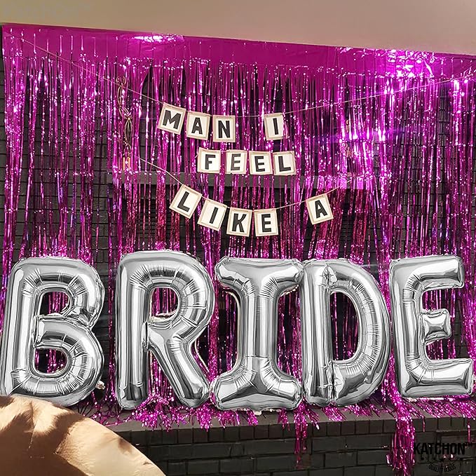 KatchOn, Giant Silver Bride Balloons - 40 Inch | Bachelorette Party Decorations | Silver Bride Balloons Bachelorette for Bridal Shower Decorations | Bridal Shower balloons
