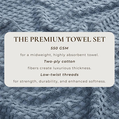 Great Bay Home Blue Washcloths - 100% Cotton 6 Pack 13x13 Washcloth Set - Absorbent, Durable, Quick-Dry Face Towels for Bathroom (Chambray Blue)