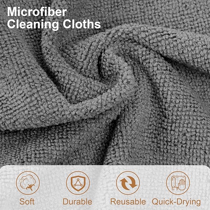 LIVOS Microfiber Cleaning Cloth Roll - 80 Pack, Reusable Paper Towels Grey Tear Away, Microfiber Towels for Cars, Super Absorbent Lint Free Cleaning Rags for House, Kitchen, Window-11.5"x11.5"