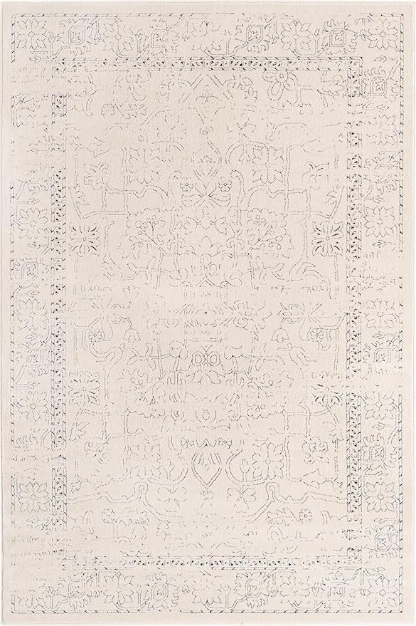Unique Loom Isabella Collection Area Rug - Adjani (6' 1" x 9' Rectangle, White/ Blue)