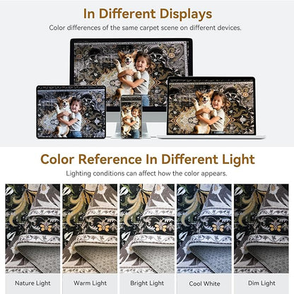 RUSHUFFY 5x7 Washable Area Rugs for Bedroom, Vintage Boho Distressed Print Pattern Rugs for Living Room, Soft Non-Slip Carpet for Indoor Dining Room Nursery Farmhouse Girls Room, Black & Gold