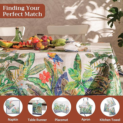 Maison d' Hermine Premium Table Cloth Rectangle Table 100% Combed Cotton 120 x 70 Inches Tablecloth Reusable Decorative for Dining Room, Farmhouse, Home, Party, Festive & Wedding - Mosaic