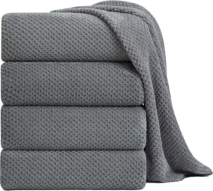 Extra Large Bath Towel Sheet Set 35x70 Inches - Oversized Highly Absorbent Towels Set,Jumbo Microfiber - Quick Dry, Lightweight,Super Soft for Bathroom,Hotel,SPA,Pack of 4 (Gray)