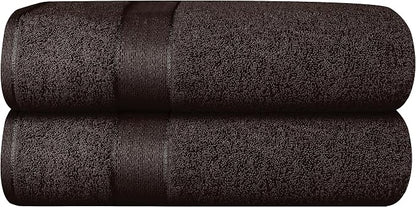 GLAMBURG 700 GSM Premium 2-Pack Oversized Extra Large Bath Sheet Set - 100% Combed Cotton - 2 Bath Sheet 35x70 - Luxury Hotel & Spa Quality - Durable Ultra Soft Highly Absorbent - Chocolate Brown