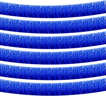 6 Pack 10 Feet Foil Fringe Garland Metallic Tinsel Streamers Banner Wall Hanging Curtain Backdrop Banner for Parade Floats, Thanksgiving, Christmas, Birthday, Halloween Party Decorations(Blue)