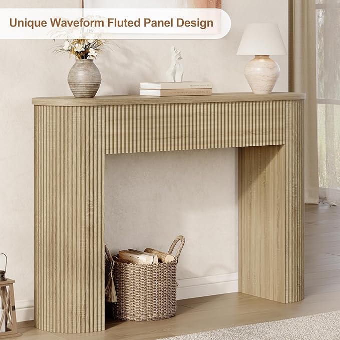 MECHYIN 47" Console Table, Fluted Sofa Table