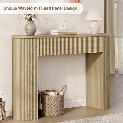 MECHYIN 47" Console Table, Fluted Sofa Table
