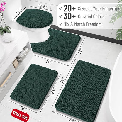 OLANLY Bathroom Rugs 24x16, Extra Soft Absorbent Chenille Bath Rugs, Rubber Backing Quick Dry, Machine Washable Bath Mats for Bathroom Floor, Tub and Shower, Home Decor Accessories, Blackish Green