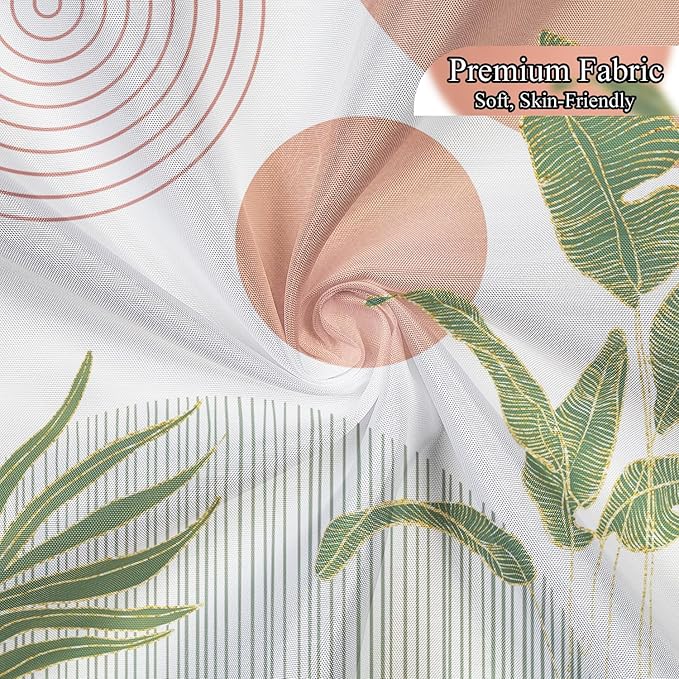 Mid Century Boho Shower Curtain 72x72 inch, Abstract Modern Sun Minimalist Aesthetic Shower Curtain, Bohemian Geometric Arch Curve Leaves Neutral Art Fabric Bathroom Decor Pink