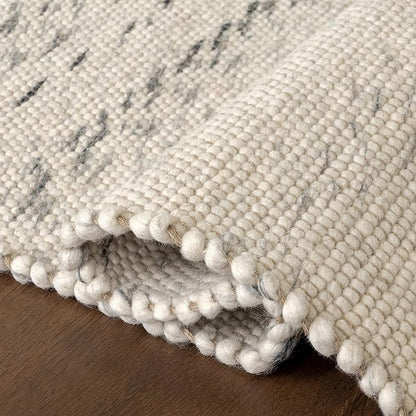 Rugs USA Hamptons Marled Ivory/Grey, 6' x 9', Hand Woven, Marled, Tassel, Soft and Cozy, High Traffic, Stain Resistant, Easy Clean, Durable Area Rug for Bedroom, Living Room, Dining, Den, Foyer