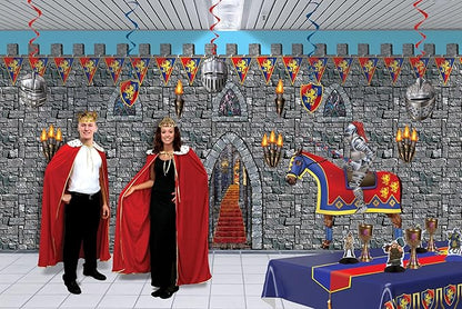 Beistle Stone & Dirt Floor Wall Backdrops, 4’ x 30’, Pack of 2 – Medieval Party Decorations, Medieval Decor Background, Easy to Adhere Wall Covering, Stone Backdrop, Halloween Party Decorations