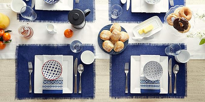 DII Jute Burlap Collection Kitchen Tabletop, Placemat Set, 13x19, Solid Nautical Blue, 6 Count