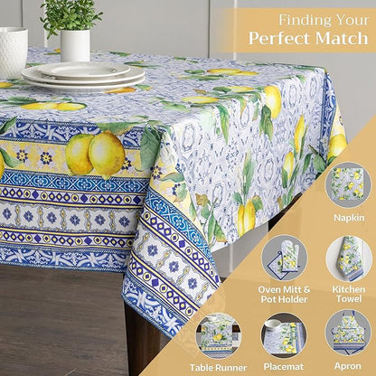 Maison d' Hermine Table Cloth Rectangle Table 100% Cotton 70 x 90 Inches Tablecloth Reusable Decorative for Dining Room Farmhouse Home Valentines Day Decorations Spring Summer - Citrus
