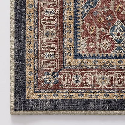 LUMI 5x8 Washable Area Rug for Living Room, Ultra Soft Stain Resistant Carpet with Non Slip Rubber Backing, Non-Shedding Low Pile Rugs for Bedroom, Dining Room, Indoor, Office