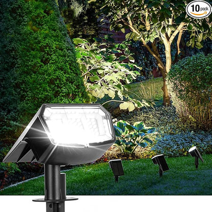 AUDERWIN Solar Spot Lights Outdoor Waterproof 10 Pack IP65, 63 LED 3 Lighting Modes Spotlights for Yard Garden House Garage Pathway