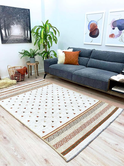 Alfa Rich 4x6 Beige Terracotta Washable Area Rugs for Living Room Kitchen Bedroom Decor Rug