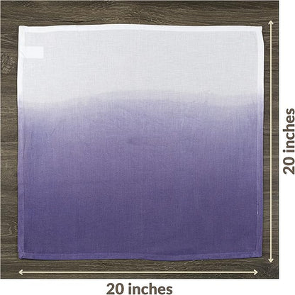 FINGERCRAFT Cloth Napkins Set of 6 Cotton Blend 20x20 Inch Large Size Dinner Napkins Cloth Perfect for Parties Dinners Weddings Cocktail Christmas Easter Ombre Tie Dye Purple