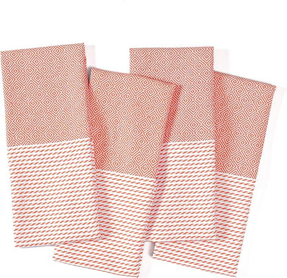 TWINY threads Dish Towel Diamond Weave, 4 Pack, Premium 100% Cotton Kitchen Linen Set, Large Dish Rags and Wash Rags, Absorbent Quick Drying, Machine Washable Dishcloth Set, 18"x26", Orange