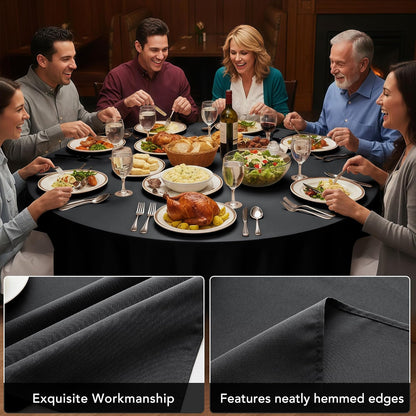 10-Pack Black Round Tablecloths, 90 Inches, Stain-Resistant Polyester for 4-5 Ft Round Tables - Washable Table Covers for Weddings, Banquets, Birthday Parties, Events