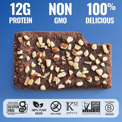 The GFB Dark Chocolate Almond Protein Bars - Gluten Free, Plant Based, Non GMO, Sustainably Made – Ridiculously Tasty, Healthy, Vegan, Nutrition Snack Protein Bars, 2.05 oz (12 Count)