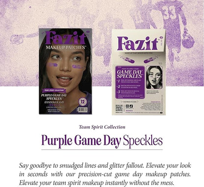 Fazit Makeup Patches - Purple Game Day Speckles - Glow Up Make-Up Patches - Cute Glitter Makeup Accessories for Women - Cosmetic Glitter for Face