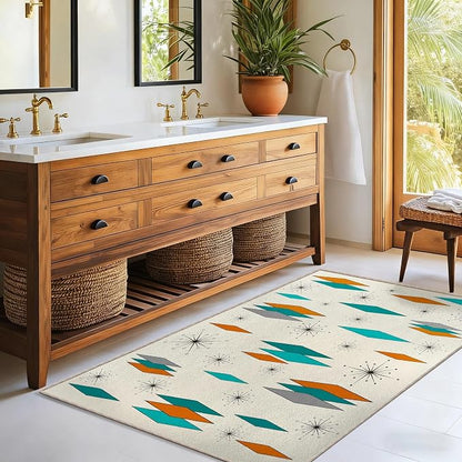 3x5 Mid Century Modern Rug for Entryway Living Room Bedroom Dining Room Atomic Retro Entry Rug Door Mat Indoor Entrance Non-Slip, Machine Washable Carpet Doormat