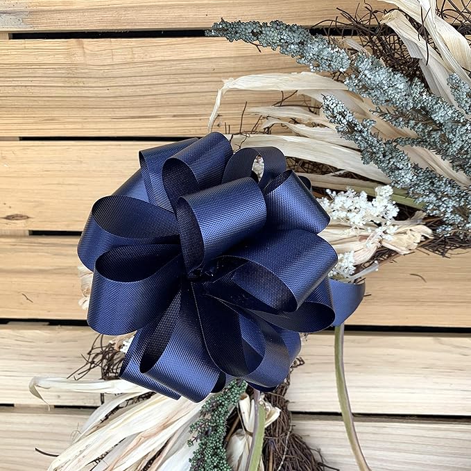 Navy Blue Decorative Gift Pull Bows - 5" Wide, Set of 10, Christmas Wrapping for Presents, Police Support, Law Enforcement Appreciation, Thin Blue Line, Wreath, Garland, Gift Basket, Decor