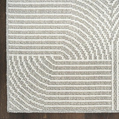 Nourison Home Textured Home Grey Ivory 2'3" x 7'6" Area Rug - Easy Clean, Non Shedding, Bed Room, Living Room, Dining Room, Kitchen (8' Runner)