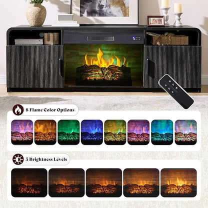 AMERLIFE 70" Fluted Fireplace TV Stand