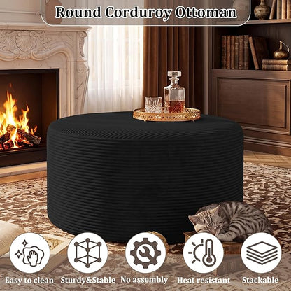 BSHOMGI Round Coffee Table Ottoman