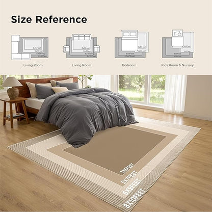 Bedsure 3x5 Faux Wool Area Rugs for Living Room, Machine Washable Carpet, Non-Slip Backing, Pet Friendly Throw Rug for Bedroom Dining Room, Natural Ivory