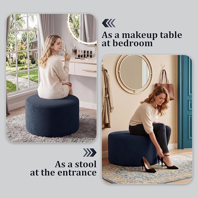 BSHOMGI Coffee Table Round Ottoman, Oversized Footrest