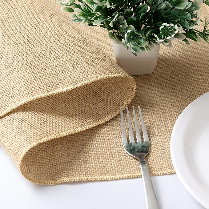 2 Pack Natural Burlap Table Runners (12 x 108 Inch) | Rustic Jute Table Runners for Wedding, Farmhouse, Thanksgiving, Coffee Table Decor Cover, Fall Décor & Parties